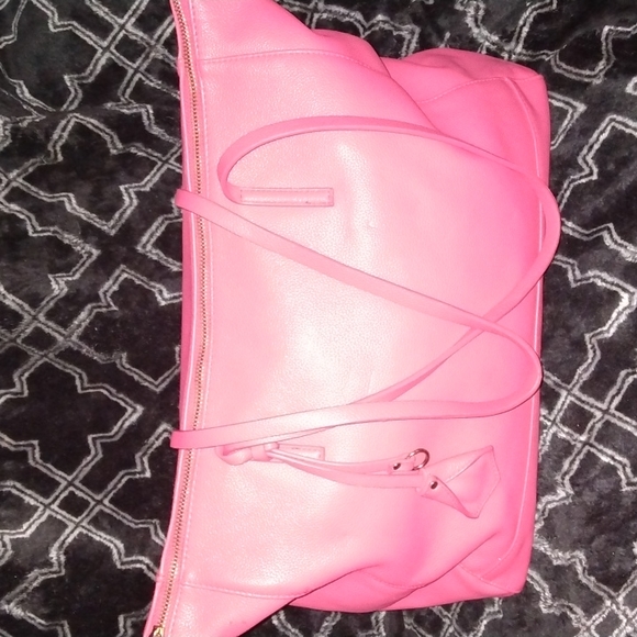 Poverty Flats pink tote handbag gold lining - Picture 1 of 17